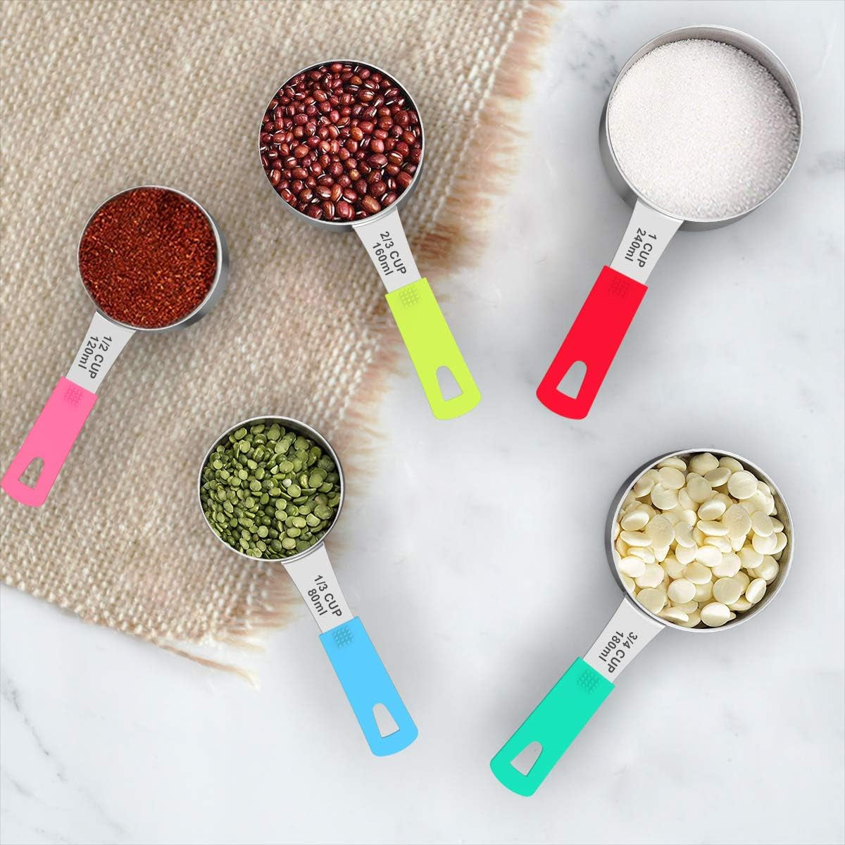 8-Piece Measuring Cups Set, Stainless Steel Nesting Measuring Cups, Perfect for Dry and Liquid Ingredients, Dishwasher Safe